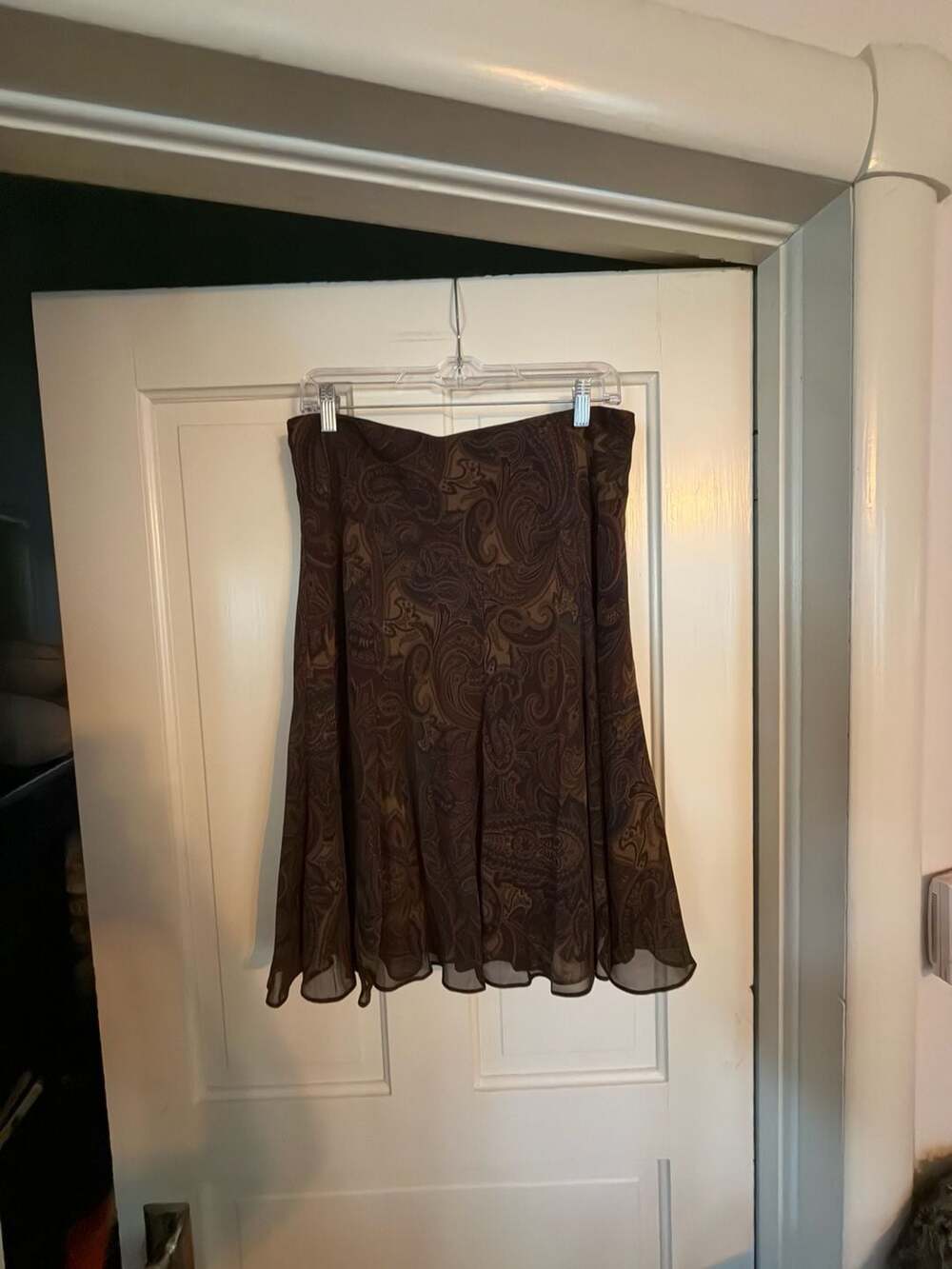 Chaps Paisley Chiffon Skirt Size M Brown Flowy Midi
